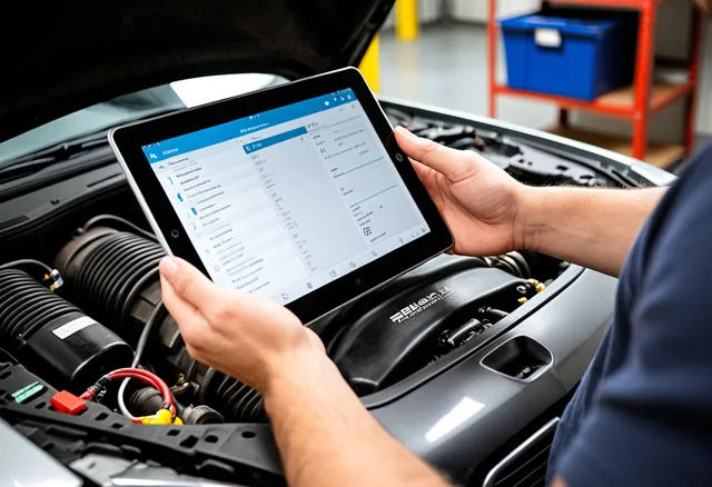 Technician using the health-check app