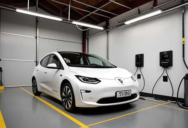EV charging in a garage bay